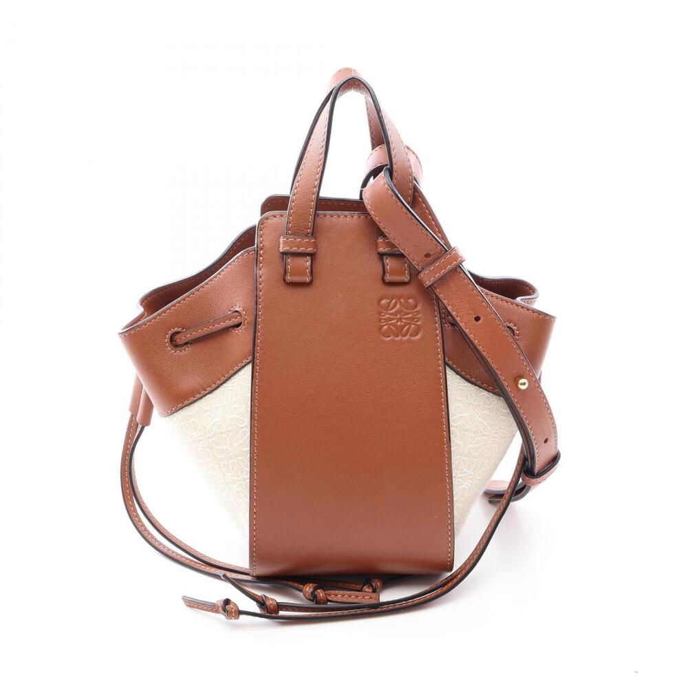 Loewe Hammock Drawstring Bag Mini 2-Way Handbag, Canvas Leather, Women's, Bro...